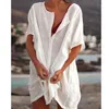 Grundlegende Casual Kleider Baumwolle Damen Kleid Weiß Oversize Strand Weibliche Sommer Mode Lose Hemd Dame Kleidung 230519