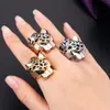 Anelli Zlxgirl Luxury Trendy Gold Green Eye Eye Animal Leopard Animal Ring per donna Brand Brand Aneis Punk Aneis Aneis Punk