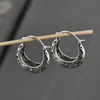 Pendientes de aro Huggie de Plata de Ley 925 pura con forma de luna, pendientes florales huecos Vintage, joyería a la moda para mujer, hija, esposa, madre