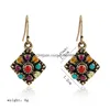 Dangle Lustre Bohème Ethnique Vintage Or Colorf Cristal Boucles D'oreilles Pour Les Femmes De Mode Crochet Carré Boucle D'oreille Bijoux Cadeau Drop De Dhdmc