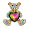 CINDY XIANG Rhinestine Heart Bear Brooches For Women Cute Animal Design Pin Fashion Jewelry New Arrival