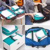 Sacs de rangement 6 pièces compressé organisateur de voyage ensemble sac à chaussures maille tissu visuel bagages Portable emballage Cubes valise légère