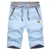 Mens shorts de verão Casual Cotton Fashion Style Boardshort Bermuda Male prato de cordão elástico de cintura praia 230519