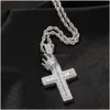 Pendant Necklaces Cubic Zircon Diamond Cross Necklace Hip Hop Heavy Iced Out Crown Drop Delivery Jewelry Pendants Dhyte