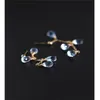 Knot Daimi Sky Blue Topaz örhängen Kvinnliga ädelstenar äkta gul 14K Guldinjektion Tassel Ear Line Presentanpassning
