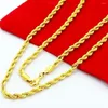 Chaînes 4mm Large Corde Chaîne Or Jaune Rempli Collier Homme Noeud Torsadé