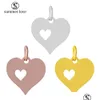 Charms Hollow Double Heart Stainless Steel Small Charm For Bracelet Necklace Rose Gold Sier Plating Diy Jewelry Accessories Drop Del Dh5Cl