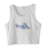 Camisas tops knits tanques femininos esportes bordados letras de verão alta colheita de cintura alta respirável em camisola com nervuras sólidas rupias y2k tanque de roupas