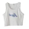 Shirts tops breis tanks vrouwen sport geborduurde zomerletters hoge taille crop