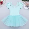 Dancewear filles à manches courtes Ballet danse Tutu robe enfants gymnastique justaucorps scène Performance Dancewear Costume 230520