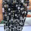 Perles 78 mm noires naturelles en quartz rutilé perles 15 '' bouton à facettes bricolage perles lâches pour les bijoux faisant des perles de femmes accessoires