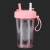 Tumblers 600 ml dubbel dricka kopp halm bärbar stor kapacitet vatten flaska kreativt par mugg dual kettle 230520