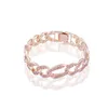 Urok bransolety rj kpop moda luksus modyfikowana kubańska bransoletka łańcucha linków dla kobiet złoty różowy kolor Bling Crystal Jewelry Gift