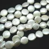 Crystal 15.'5 tum längd natur odlad sötvatten pärla mynt form pärlsträngar storlek 13 mm pärlor tillbehör Vita och svarta färger
