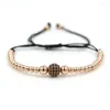 Strand Bppccr Copper 8mm Micro CZ Disco Ball Charms Armband för kvinnor Mänälskare Bileklik Macrame Armband smycken Viking Bijoux