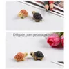 Andra trädgårdsmaterial Turtle Miniature Mini Animal Tortoise Harts Artificial Craft Bonsai Decoration 2cm 2 Färger Drop Delivery Home Dh7ja