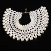 Necklaces Fashion Sweet Pearl Shoulder Chain Handmade Beaded Necklace Women's Wedding Dress Jewelry Hollow Fan Shape Design Choker