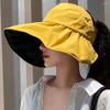 Wide Brim Hats Women Sun Hat Adjustable Solid Color Breathable Sunscreen Beach For Summer Fastener Tape