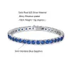 Pulseira pura de prata pura 1520 cm Bracelete de tênis PAVE 3 mm Montana azul semi precioso safira linda jóias 925 para mulheres/homens