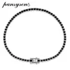 Bangle PANSYSEN 100% 925 Sterling Silver Obsidian Sapphire Simulated Moissanite Diamond Chain Tennis Bracelets for Women Fine Jewelry