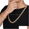 Теннис окончил 12 -миллиметровый Iceed Out Gold Sier Miami Curb Cuban Link Chain Cz Bling Ожерелья для мужских ювелирных изделий из хип