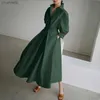 Casual Dresses 5XL Autumn And Winter Plus Size Women's Clothing 2022 New Fashion Street Casual Coat Button Lapel Belt Swing Dress Solid Coat L230520