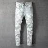 Pantalon de créateur de jeans violets en denim skinny de luxe pour hommes Hiphop Skinny Men Denim Ripped Joggers Pantalon Homme Rides Jean Pantalon Femme Femme Amoureux Vêtements