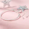 Bangle Christmas 100% 925 Sterling Silver Bracelets Bangles Pave Star Slider Bracelet for Women Fit Silver Charms DIY Jewelry Making