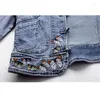 Kvinnors dike rockar Autumn Fashion Butterfly broderi denim jacka kvinnor outwear vårstativ krage smala korta jeansjackor kappa kvinnliga