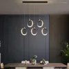 Pendant Lamps Circular Dining Room Chandelier Rectangular Ceiling Kitchen Lamp Modern Led Bar Cafe Study Penthouse