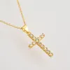 Pendant Necklaces ANDYWEN 925 Sterling Silver Gold Clear Zircon Cross Pendant Necklace Long Chain Luxury Clip Wedding Rock Punk Sunmmer Choker 230519