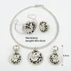 Necklace Earrings Set Italian Silver Plated Jewelry Statement Leopard Pendant 2023 Trend Dubai Hoop 4Pcs