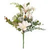 Decoratieve bloemen 1 stam magnolia kunstmatige bloem huwelijksfeest el huisdecoratie orchidee nep bruidsmeisje hand