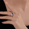 Rings Wong Rain Vintage 925 Sterling Silver Oval 3CT Created Moissanite Tanzanite Gemstone Party Ring For Women Fine Jewelry Gifts