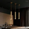 Hanger lampen biewalk modern koper goud klein kroonluchter huis keuken restaurant licht luxe slaapkamer een enkele kop lange lijn