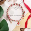 Chain Handmade Christmas Charm Braided Bracelet For Women Men Snowflake Stanta Xmas Tree Adjustable Friendship Bracelets Happy Year Dhuco