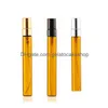 Packing Bottles 10Ml Empty Amber Glass Spray Bottle Small Atomizer Per With Sier/Gold/Black Lid Drop Delivery Office School Business Dhjfa