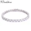 Bangle 925 Sterling Silver Cluster Trangle CZ Zironia Tennis Bracelets Pulseras Pulseira Bracelete Women Wedding Jewelry Girls Friend