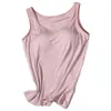 Camisoles Tanks Mode Gym Weste Draht Freies Atmungsaktive Bodenbildung Frauen Einfarbig Elastische Leibchen Mit BH Pads