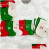 Decoraciones navideñas 24 Unids Medias Árbol Colgante Colgante Calcetines Cuenta regresiva Medias Dulces Bolsa de regalo Titular Navidad Decoración para el hogar Drop Deliv Dhs3M