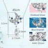 Ожерелья Kaletine Moon Star 925 Стерлинговые серебряные подвесные ожерелья синие чистые кубические циркониевые кристаллические шарма для женщин 2018 Kltn039