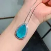 Sets Par Grün Paraiba Großen Wasser Tropfen 925 Silber Schmuck Weibliche Ohrringe Anhänger Set frauen Geschenke Paar Geschenke Charme edelstein Schmuck