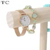 Boxes Luxury Bamboo Wood Jewelry Bracelet Necklace Watch Display Stand Holder Tbar Jewelry Packaging Necklace Display Rack