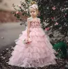 Girl Dresses Flower Shoulder O-neck Bow Appliques Little Pageant Girls First Communion Komunia Vestidos De Comunion