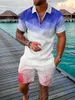 Mens Tracksuits Summer Shorts Set Short Sleeve Zip Polo Shirt Street Tshirt Two Piece Casual Sportswear 230520