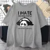 Erkek Tişörtler Tembel Panda Ben Sabah İnsanlardan Nefret Ediyorum Anime Baskı Erkek Tişörtleri Yeni S-XXXL TSHIRTS SOKAK TARİHLİ TARIS SPOR BOĞUNDA BOYUN