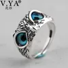 Anneaux V.YA 925 en argent Sterling Vintage mignon hommes et femmes conception Simple hibou bague Thai argent fiançailles bagues de mariage bijoux cadeaux