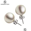 Ciondola Lampadario Trendy Forma Rotonda A Sfera 6Mm 8Mm 10Mm Perla Orecchino Per Le Donne Romantico Festa Nuziale Orecchini Fashion Jewelr Dha7B