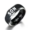 Band Rings Simple 8Mm Stainless Steel Love Dad Mom Son Daughter Decoration Family Ring Jewelry Gifts Drop Delivery Dhcpi