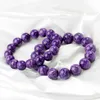 Bangle Natural Purple Charoite Round Beads Armband Women Men smycken Ryssland Charoite Stone 8mmm 9mm 10mm 11mm 12mm AAAAA